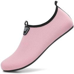 RUOMU Wasserschuhe Badeschuhe Damen Herren Schnell Trocknend Schwimmschuhe rutschfeste Aquaschuhe Leicht Strandschuhe Surfschuhe Barfußschuhe für Männer Frauen Beach Pool, Schwarz 39 EU von RUOMU