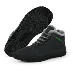 RUYI Barfußschuhe Winter Herren Damen Barfussschuhe Wasserabweisend, Warm Gefüttert Winterschuhe Traillaufschuhe mit rutschfest Sohle & Breiter Zehenbox von RUYI