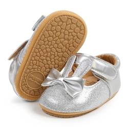 RVROVIC Baby Mädchen Mokassins Säugling Prinzessin Glitzern Premium Leichte weiche Sohle Prewalker Kleinkind Mädchen Schuhe(6-12 Monate,8-Rabbit Silber) von RVROVIC