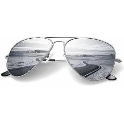 RWCHCWRH Klassische Sonnenbrille für Herren und Damen, polarisierte Gläser, UV-blockierend, D Silber, 58 Millimeters von RWCHCWRH