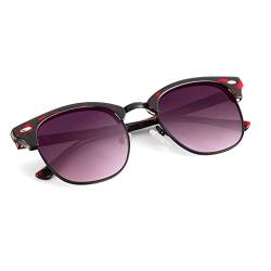 RWCHCWRH Polarisierte Sonnenbrille für Damen und Herren, halbrandloser Rahmen, Fahr-Sonnenbrille, UV-Blockierung, C19-glossy Claret Tortoise | Gradient Black Red |, Multicoloured von RWCHCWRH