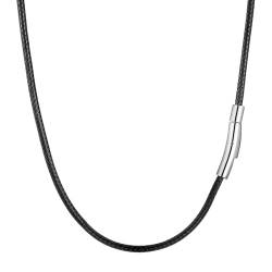 RWQIAN Lederkette Herren Leder Halskette 71cm mit Verschluss Lederband Kette für Damen Schwarz Kautschuk Kette 3mm Schmuck von RWQIAN