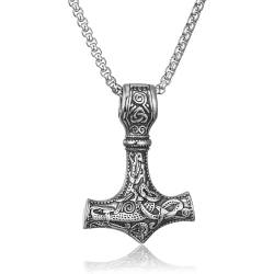 RWQIAN herren mjölnir kette thors hammer silber anhänger hammerkette wikinger halskette 50cm männer wikinger schmuck von RWQIAN