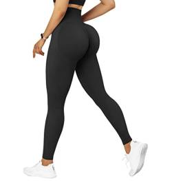 RXRXCOCO Cross Waist Nahtlose Gym Leggings für Damen High Waist Boom Booty Laufhose Push Up Scrunch Butt Figurbetonte Sporthose Leggings von RXRXCOCO