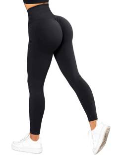 RXRXCOCO High Waist Sport Leggings Damen Lang Blickdicht Push Up Sporthose Scrunch Booty Gym Laufhose Schwarz（M） von RXRXCOCO