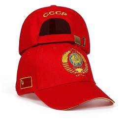 RYDLE Basecap Herren CCCP National Emblem Baseball Cap Baumwolle Snapback Caps Verstellbarer Sonnenhut Outdoor Visier Hüte,Rot,Einheitsgröße von RYDLE