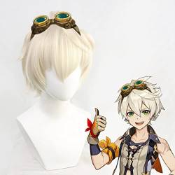 Genshin Impact Anime Figur Perücke Merch Anime Cosplay Kostüm Zubehör für Halloween Karneval Party (Bennett) von RYMMKOP