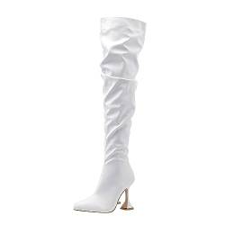 RYTEJFES Damen Stiefel Elegant mit Absatz Rutschfester Stiefel Warme Winter Overknee Boots Knee High Boots Sexy Bequeme Boots Festival 39 Winterstiefel Gothic Winterboots von RYTEJFES