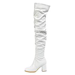 RYTEJFES Stiefel Damen Bequeme Warme Vintage Stiefel Elegant Sexy Knee High Boots Overknee Stiefel mit Absatz Rutschfester Boots 41 Gothic Schnürstiefel Braun Winterstiefel von RYTEJFES