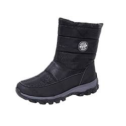 RYTEJFES Winterstiefel Damen Gefüttert mit Absatz Rutschfest Winter Snow Boots Warm Gefüttert Winterschuhe Schneestiefel Elegant 39 Winterstiefel Trekking 40 Schnürboots Schwarz Outdoor Winter Shoes von RYTEJFES