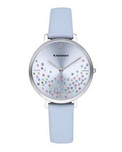 Radiant - Ella Kollektion - Analog und Automatik Uhr. Armbanduhr für Frauen. Armbanduhr mit silbernem Lünettenarmband und intensiv Blauer Zifferblattfarbe mit silbernen Stundenmarkierungen. 3ATM. von Radiant