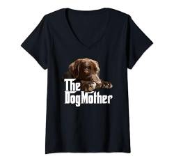 Damen Der Hund Mother Chocolate Lab Mom Brown Labrador Retriever T-Shirt mit V-Ausschnitt von Raf THE ARTIST Designs