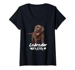 Damen Labrador Mom Chocolate Retriever Welpe Brown Lab Mama Mama T-Shirt mit V-Ausschnitt von Raf THE ARTIST Designs