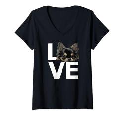 Damen Langhaarige Chihuahua Love Chiwawa Liebhaber Hund Mama Papa Liebhaber T-Shirt mit V-Ausschnitt von Raf THE ARTIST Designs