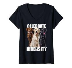 Damen Lustiger Labrador Retriever Schokoladengelb Schwarz Labor Mama Papa T-Shirt mit V-Ausschnitt von Raf THE ARTIST Designs