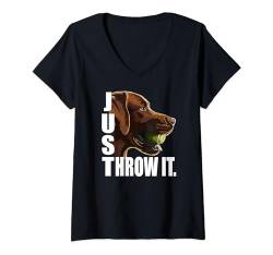 Damen Lustiger brauner Labrador Retriever Schokoladenlabor Mama Hund Papa T-Shirt mit V-Ausschnitt von Raf THE ARTIST Designs
