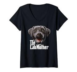 Damen The Lab Mother Black Labrador Puppy Retriever Mama Hund Mama T-Shirt mit V-Ausschnitt von Raf THE ARTIST Designs