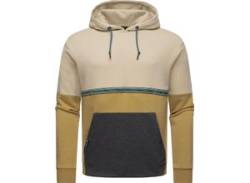 Hoodie RAGWEAR "Blocky Hoody" Gr. L (52), beige (sand) Herren Sweatshirts Sportlicher Kapuzenpullover mit Blockstreifen von Ragwear