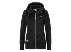 Kapuzensweatjacke RAGWEAR "NESKA DOTS MULTICOLOR ZIP O" Gr. XXL (44), schwarz (black) Damen Sweatjacken Longsleeve Jacke im Multicolor-Allover-Dots-Print-Design von Ragwear