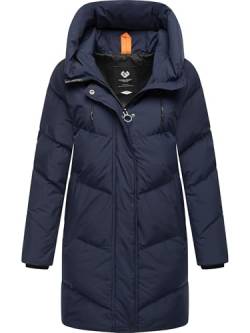 Ragwear Damen Mantel Lange warme wasserdichte Winterjacke mit hohem Kragen und Kapuze Avelin YOUMODO Navy Gr. L von Ragwear