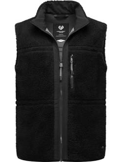 Ragwear Herren Fleecejacke Kurze Teddyfleece-Weste warm Noory Vest Black Gr. 4XL von Ragwear