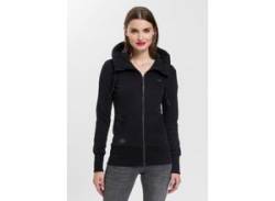 Sweatjacke RAGWEAR "NESKA ZIP O" Gr. L (40), schwarz (black) Damen Sweatjacken mit extra breiten Bündchen von Ragwear