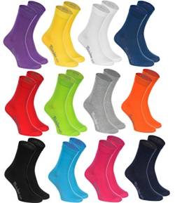 Rainbow Socks - Damen Herren Klassische Bunte Baumwolle Socken - 12 Paar - Schwarz Weiß Grau Lila Blau Marine Jeans Orange Rot Gelb Grün Fuchsie Grün - Größen 47-50 von Rainbow Socks