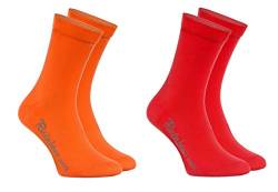 Rainbow Socks - Jungen und Mädchen Bunt Socken Baumwolle - 2 Paar Multipack - Orange Rot - Größen 24-29 von Rainbow Socks