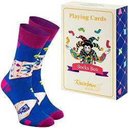 Rainbow Socks – Sockenkartenstock – 1 Paar, Dunkle Farben - Geschenksocken Für Einen Liebhaber Von Kartenspielen: Poker, Bridge, Patience, Magiker, Der Kartentricks Macht - Größe 47-50 von Rainbow Socks