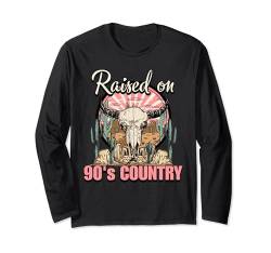 Vintage Raised On 90er Country-Musik Bull Skull Western Langarmshirt von Raised On 90's Country Music Tees
