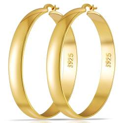 Rajputana Goldene Creolen für Frauen 8mm Breite Große Goldene Creolen Large Hoop Earrings Hypoallergene Große Creolen für Damen Leichte Klobige Groß Goldene Creolen von Rajputana