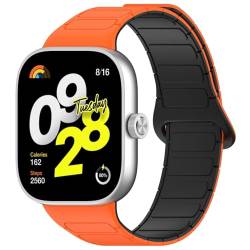 RanTuo Armband Kompatibel mit Xiaomi Smart Band 8 Pro, Weiches TPU, Leicht, Magnetisch Verstellbares Armband, Armband Kompatibel mit Xiaomi Smart Band 8 Pro.(Orange Schwarz) von RanTuo