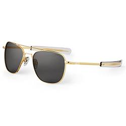 Randolph Engineering quadratische Piloten Sonnenbrillen in 23 k Gold grau polarisiert AF058 55 Grey Polarised Gold von Randolph Engineering