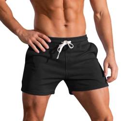 Rane Sports Laufshorts für Herren, 3 Zoll, Trainingsshorts für Fitnessstudio, Bodybuilding, Sportshorts aus atmungsaktiver Baumwolle, Schwarz , M von Rane Sports