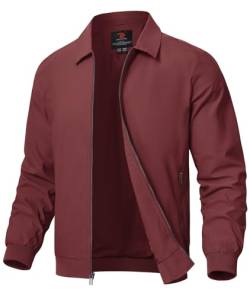 Rdruko Bomberjacke Herren Wasserdicht Blouson Jacke Dünne Übergangsjacke mit Innentasche Winddichte Fliegerjacke für Herbst Frühling (Claret, S) von Rdruko