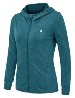 Rdruko Damen UPF 50+ Sonnenschutz Hoodie Laufjacke Sportjacke Leicht Langarm mit 4 Taschen Fitness Trainingsjacke Atmungsaktiv Wanderjacke (Blau, XXL) von Rdruko