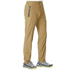 Rdruko Jogginghose Herren Lang Trainingshose Sporthose Schnelltrocknend Freizeithose Männer Fitness mit Reißverschlusstaschen-Khaki XXL von Rdruko