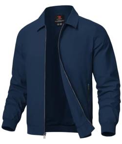 Rdruko Übergangsjacke Herren Herbst Bomberjacke Leichte Blouson Jacke mit Reverskragen Windbreaker Wasserdicht Dünne Freizeitjacke (Dunkelblau, M) von Rdruko