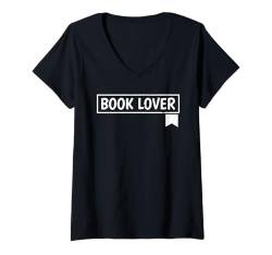 Damen Buchliebhaber Leseliebhaber Bücherwurm Bibliophile Leser T-Shirt mit V-Ausschnitt von Reading Book Lover Reader Men Women Kids