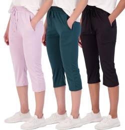 Real Essentials 3er-Pack: Damen Capri-Sweathose mit offenem Boden, weiche Jogginghose mit Kordelzug (in Übergröße erhältlich), Set 3, XX-Large von Real Essentials