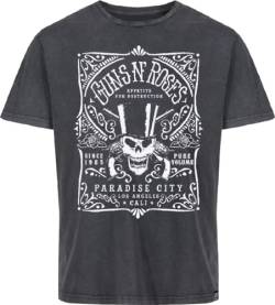 Recovered Herren-T-Shirts mit Rundhalsausschnitt – Guns N' Roses Paradise City, gewaschene Baumwolle, kurze Ärmel, entspannte Passform, Unisex-T-Shirt, Schwarz , L von Recovered