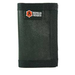 Bifold Leder Geldklammer Geldbörse - Feuerwehrschlauch - Recycelt, Made in USA - Bunker Gear Wallets für Herren, leder schwarz, Leder-Rookie-Schwarz-Schwarz von RecycledFirefighter