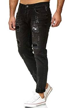 Red Bridge Herren Jeans Hose Regular-Fit Ripped Frayed Destroyed Schwarz W31 L34 von Redbridge