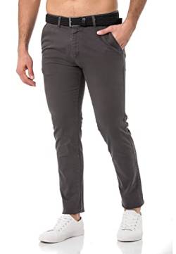 Redbridge Hose mit Gürtel Chino-Hose für Herren Freizeithose Casual Business Pants Anthrazit W31 L32 von Redbridge