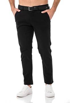 Redbridge Hose mit Gürtel Chino-Hose für Herren Freizeithose Casual Business Pants Schwarz W31 L32 von Redbridge