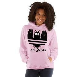 RedfoxX Damen Hoodie Adicats Größe XXL Rosa Katzenpullover Frauen Freizeit Hoodie Kapuzensweater Kapuzenpulli Damen Damenhoodie Sweatshirt mit Kapuze von RedfoxX