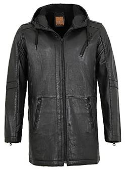 Redpoint - Herren Ledermantel Longjacke Kapuze Neuseeländisches Lammleder schwarz Größe 52 von Redpoint