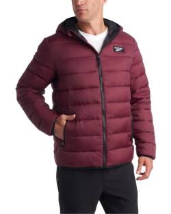 Reebok Herren Jacke - Leichter Steppmantel mit Kapuze - Warme Isolierte Winterjacke für Männer (M-XXL), Klassisches Kastanienbraun, X-Large von Reebok