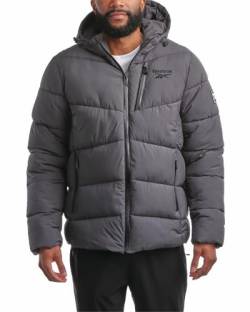 Reebok Herren Puffer Jacke - Comfort Stretch Isolierte Pufferjacke mit Kapuze - Warme Kapuzenjacken für Männer (S-XXL), dunkelgrau, Large von Reebok