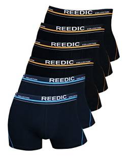 Reedic Herren Boxershorts Baumwolle 6er Pack, Größe XX-Large (2XL), Farbe je 4X schwarz, je 2X dunkelblau von Reedic